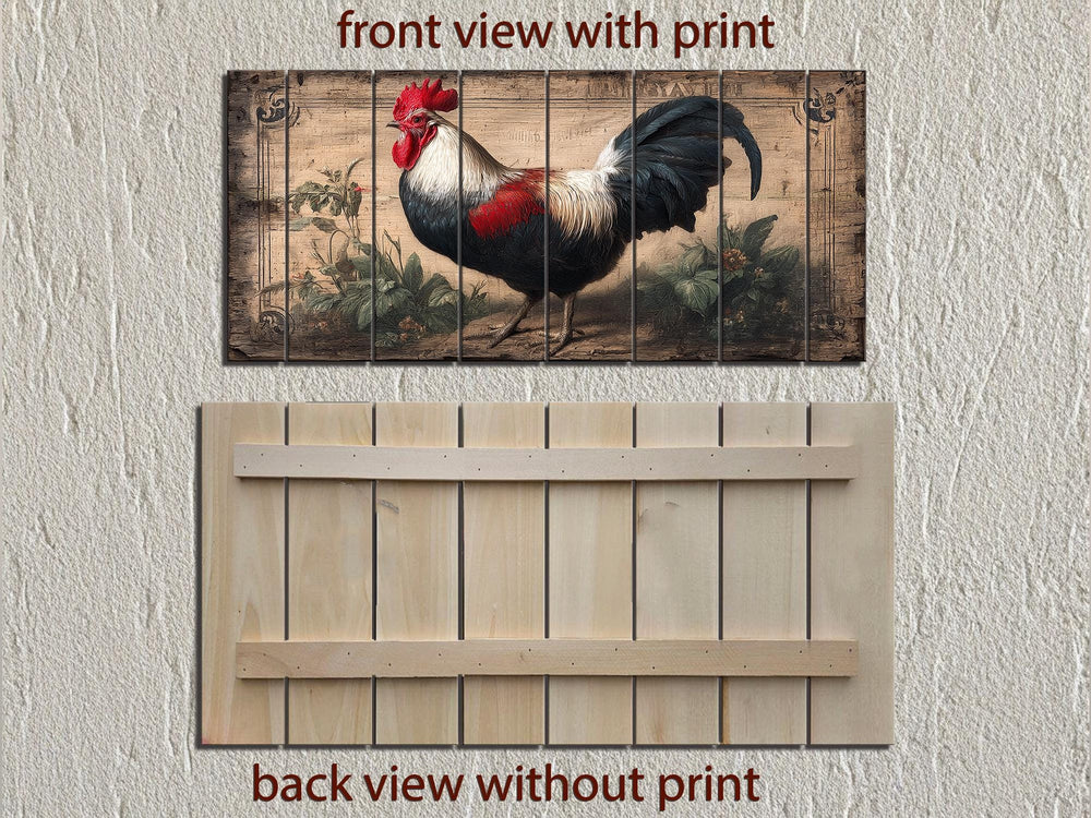 Rooster Distressed Wood Wall Art