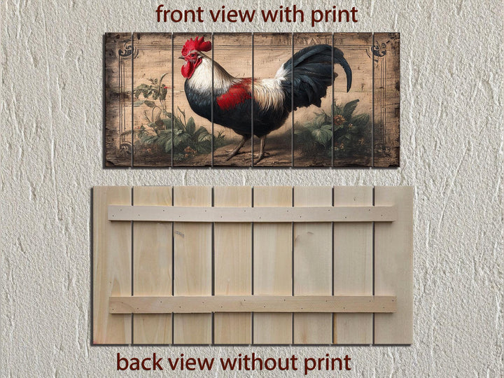 Rooster Distressed Wood Wall Art