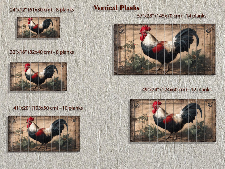 Rooster Distressed Wood Wall Art
