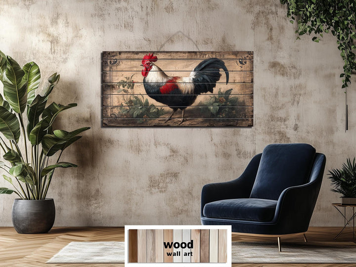 Rooster Distressed Wood Wall Art