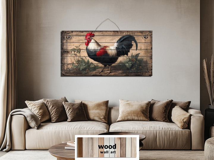Rooster Distressed Wood Wall Art