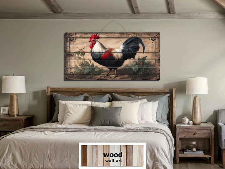 Rooster Distressed Wood Wall Art