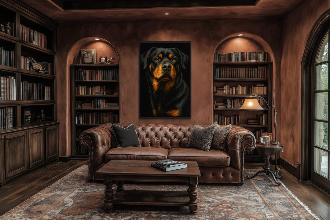 Rottweiler Realistic Portrait Canvas Wall Art
