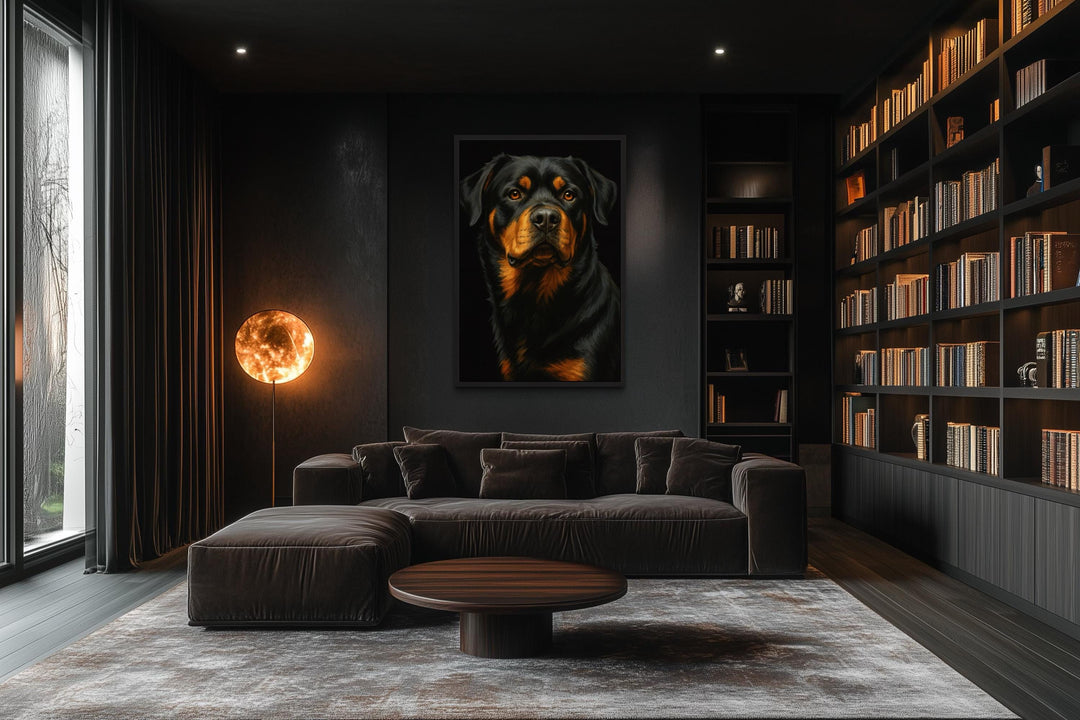 Rottweiler Realistic Portrait Canvas Wall Art