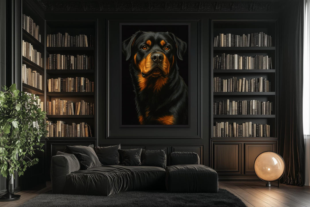Rottweiler Realistic Portrait Canvas Wall Art
