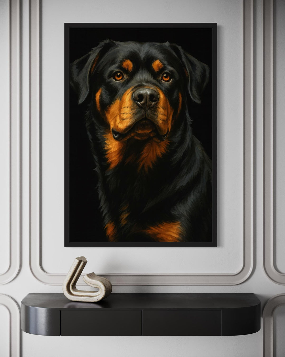 Rottweiler Realistic Portrait Canvas Wall Art