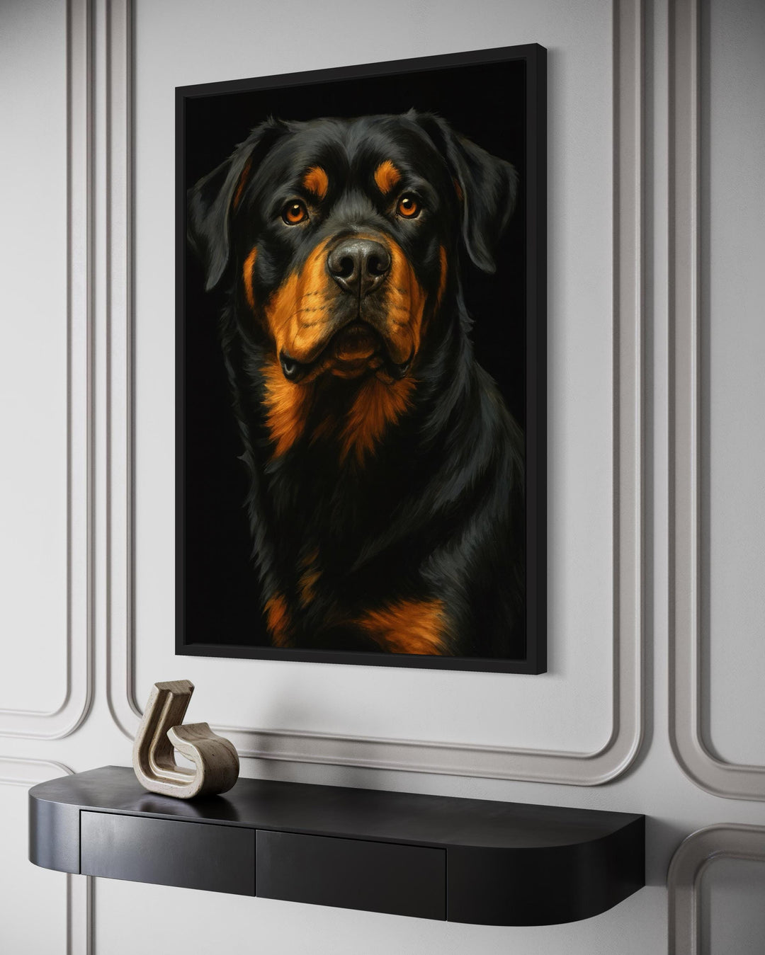 Rottweiler Realistic Portrait Canvas Wall Art