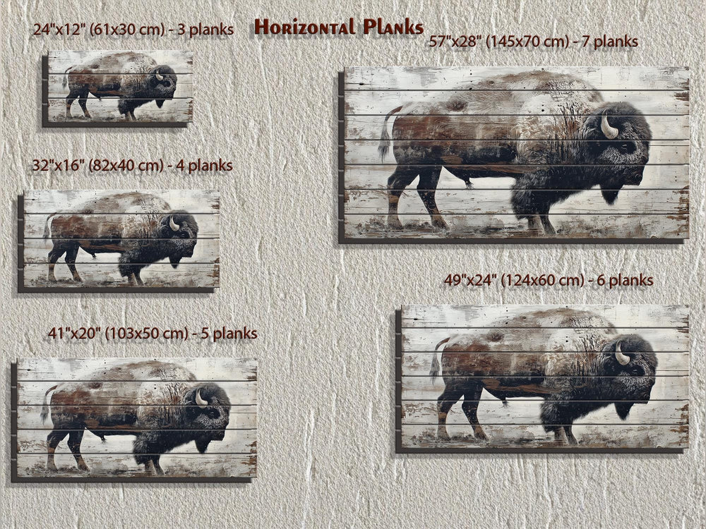 Rustic American Buffalo Distressed Wood Wall Art