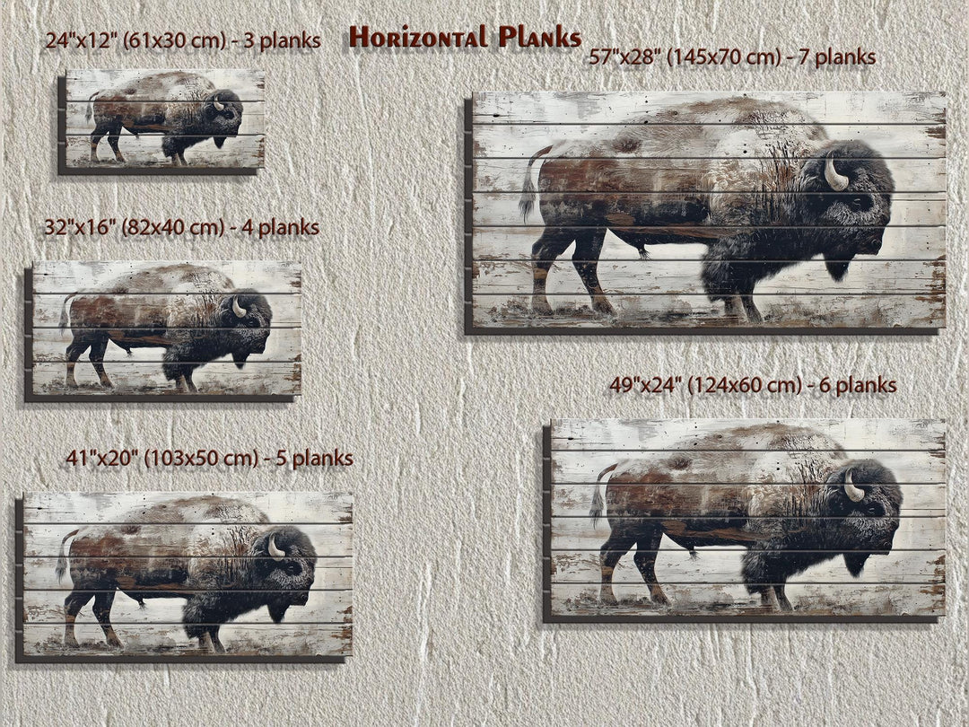 Rustic American Buffalo Distressed Wood Wall Art