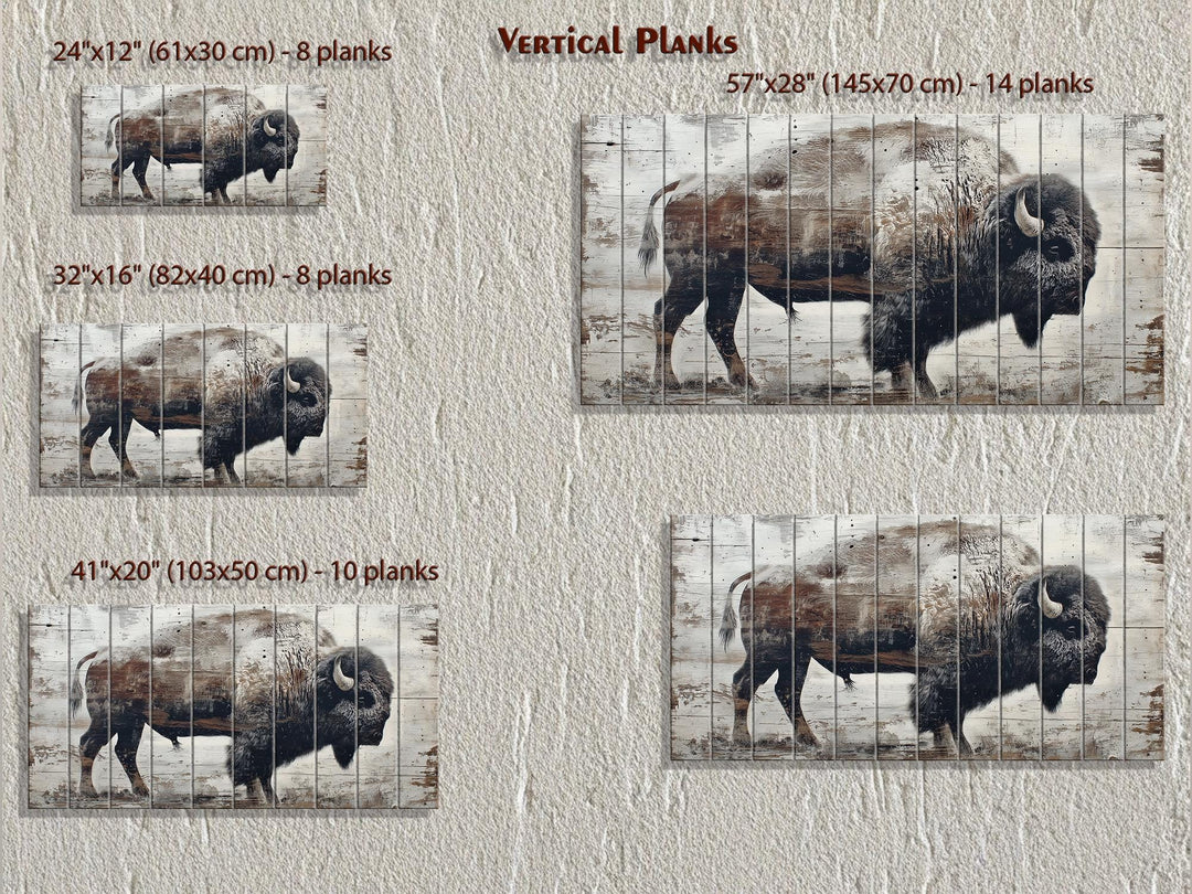 Rustic American Buffalo Distressed Wood Wall Art