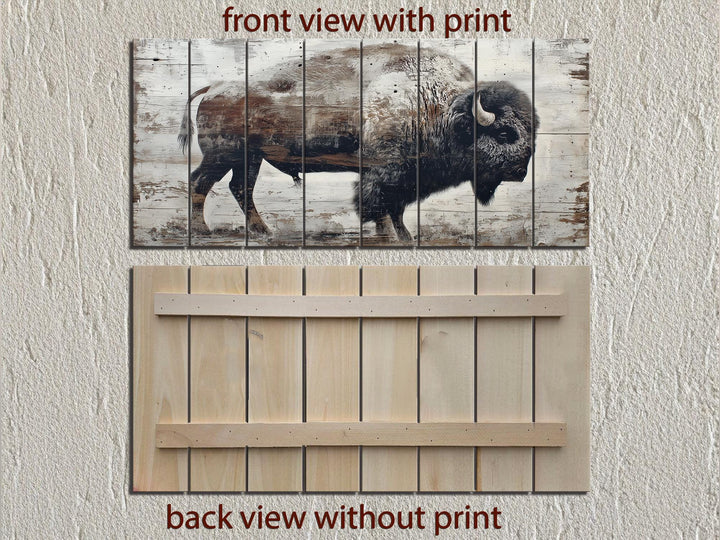 Rustic American Buffalo Distressed Wood Wall Art