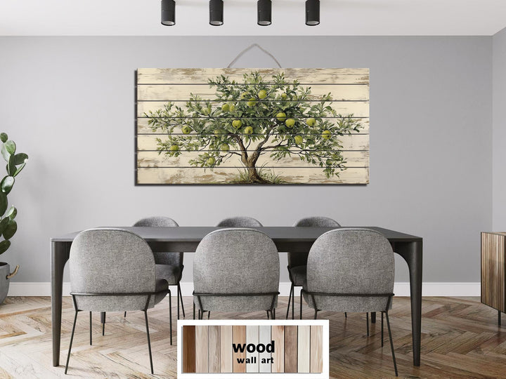 Rustic Apple Tree Distressed Wood Wall Art