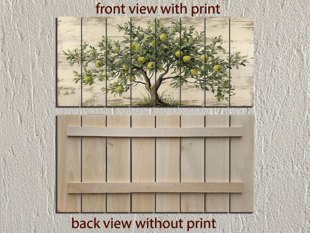 Rustic Apple Tree Distressed Wood Wall Art