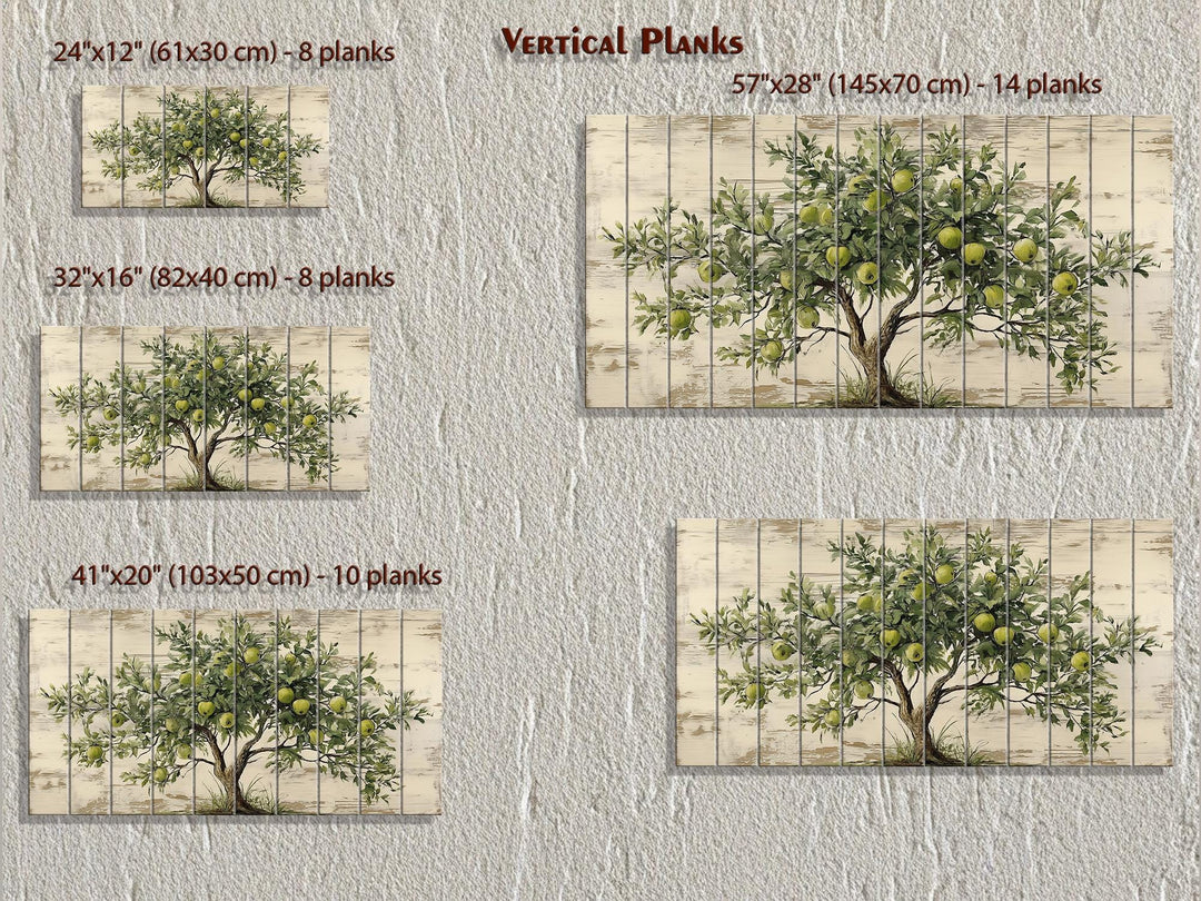 Rustic Apple Tree Distressed Wood Wall Art