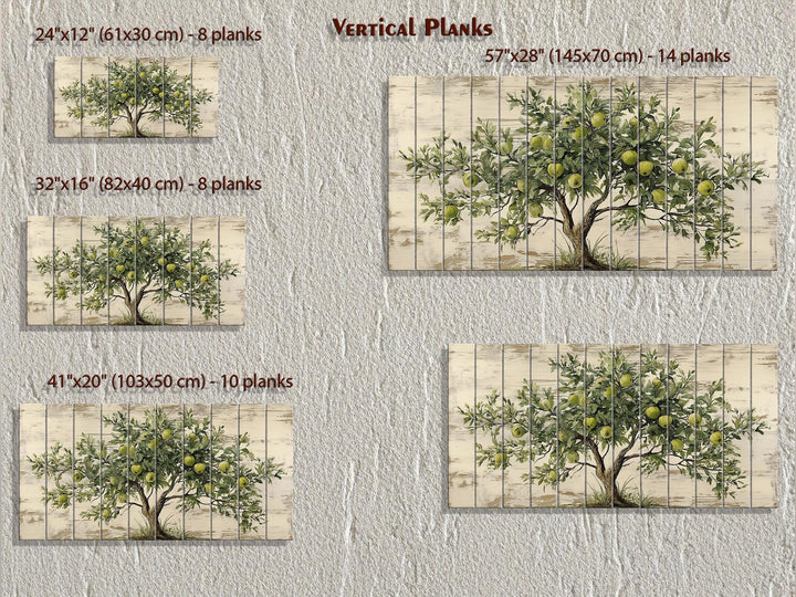 Rustic Apple Tree Distressed Wood Wall Art