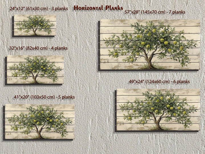 Rustic Apple Tree Distressed Wood Wall Art