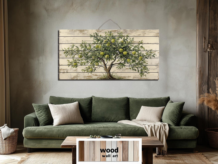 Rustic Apple Tree Distressed Wood Wall Art