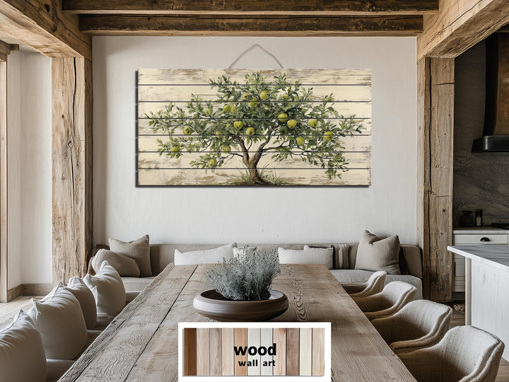 Rustic Apple Tree Distressed Wood Wall Art