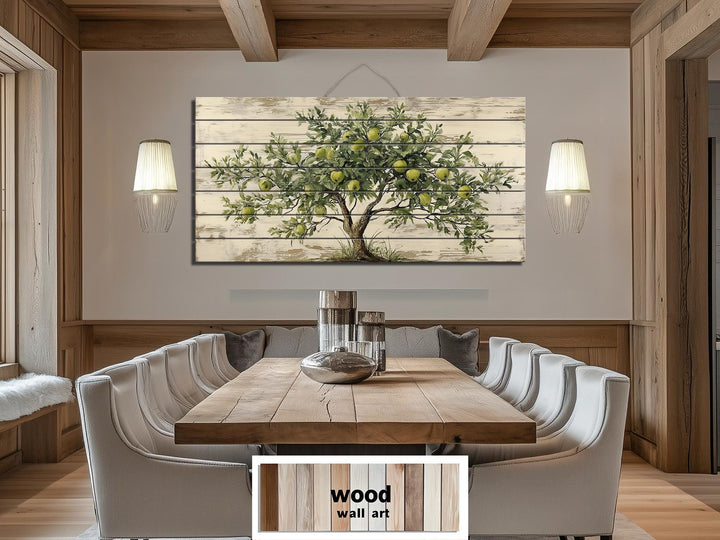 Rustic Apple Tree Distressed Wood Wall Art