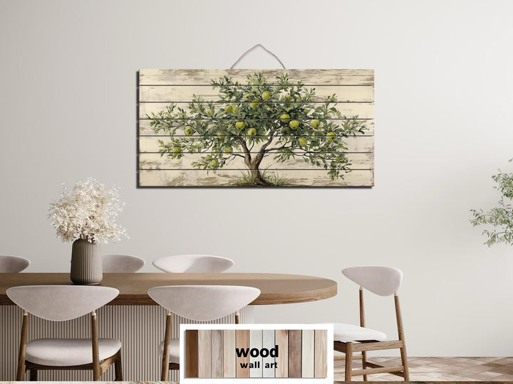 Rustic Apple Tree Distressed Wood Wall Art