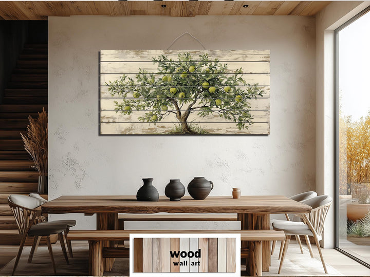 Rustic Apple Tree Distressed Wood Wall Art
