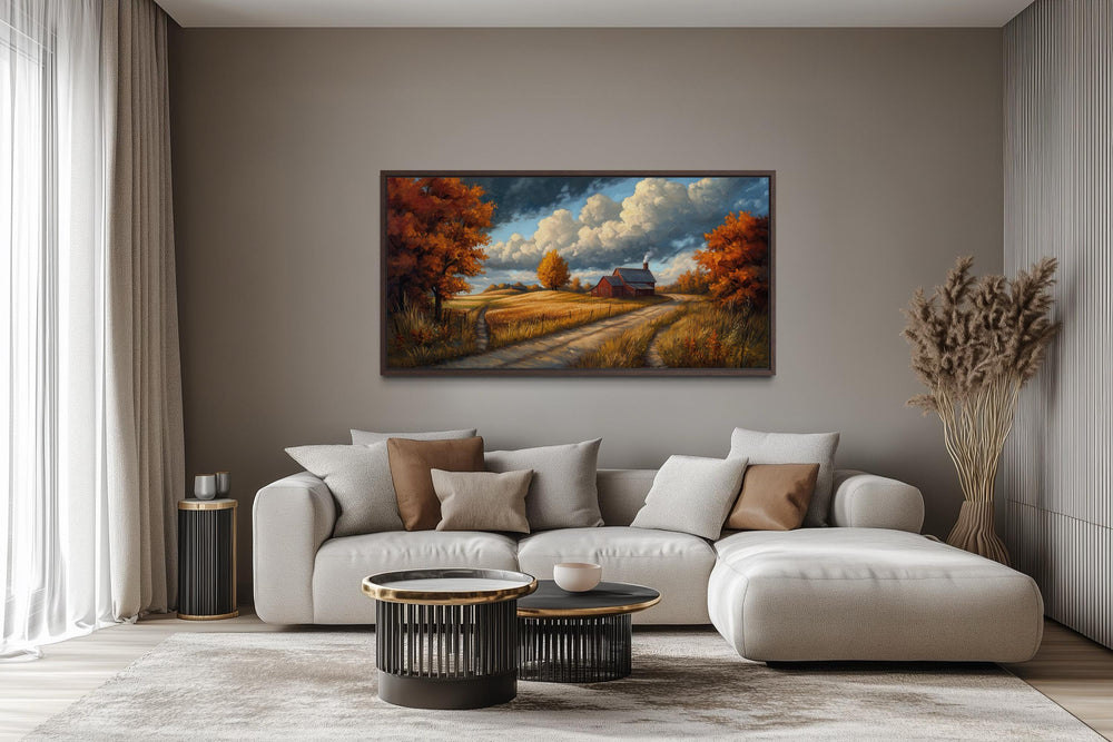 Rustic Autumn Barn Landscape Wall Art
