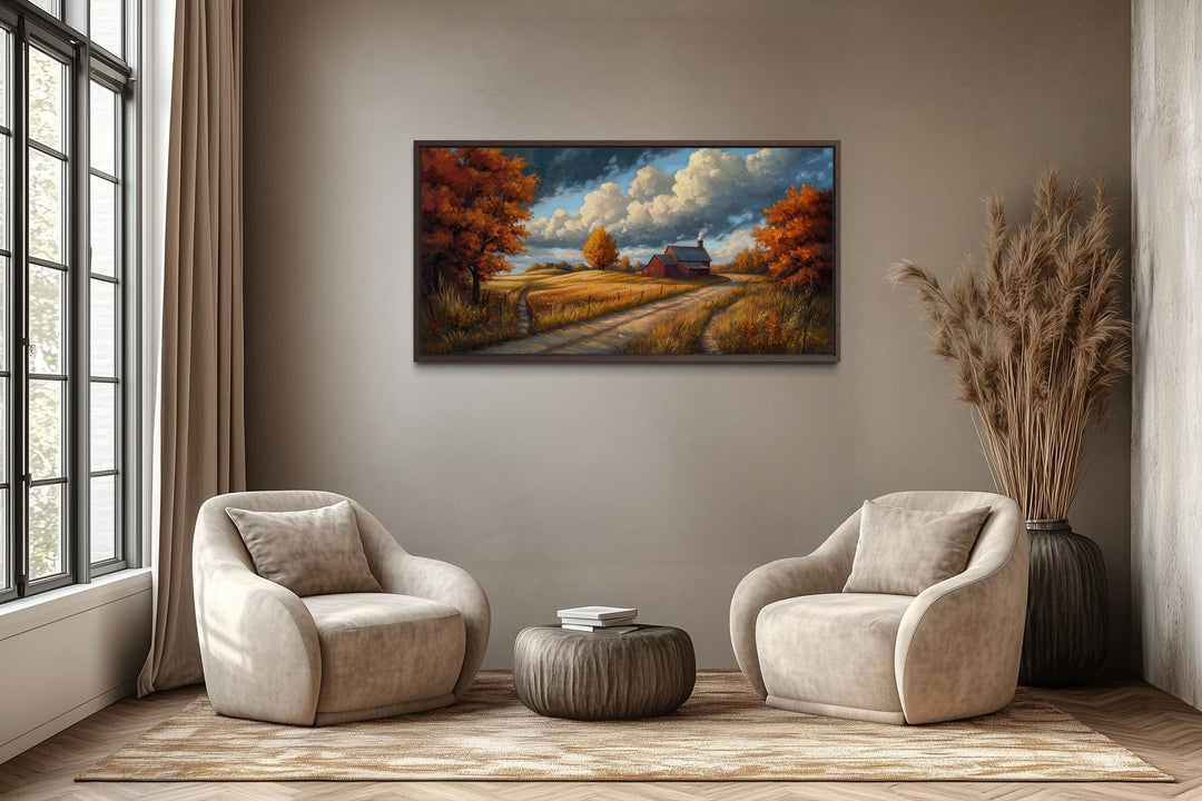 Rustic Autumn Barn Landscape Wall Art
