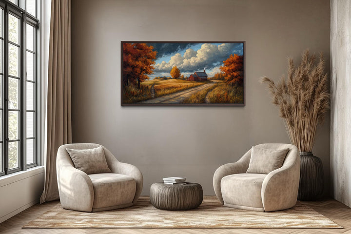 Rustic Autumn Barn Landscape Wall Art