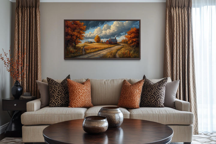 Rustic Autumn Barn Landscape Wall Art