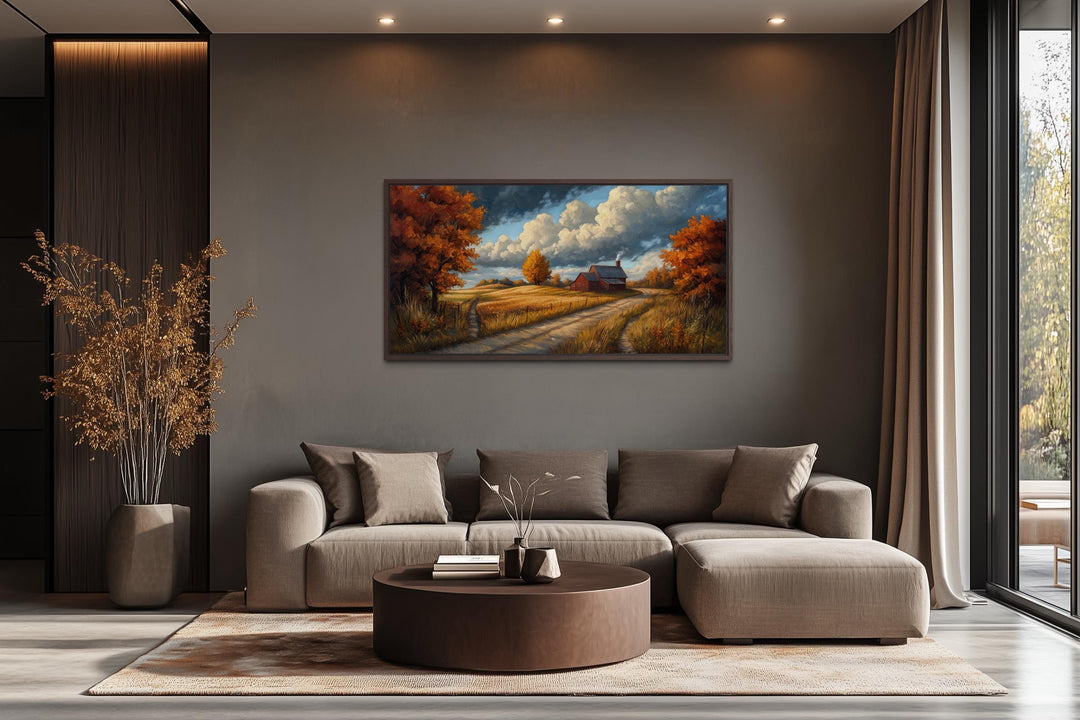 Rustic Autumn Barn Landscape Wall Art