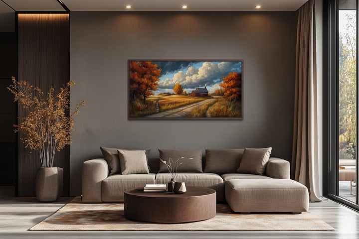 Rustic Autumn Barn Landscape Wall Art