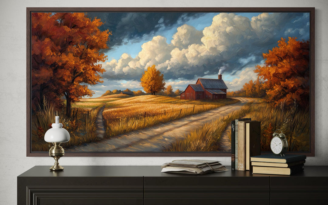 Rustic Autumn Barn Landscape Wall Art