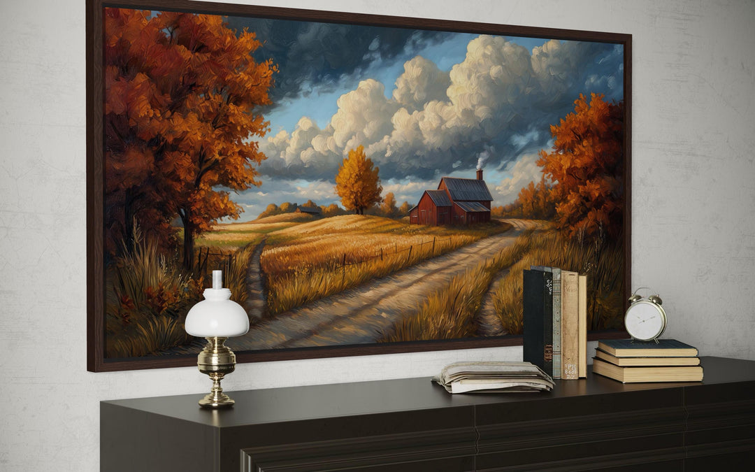 Rustic Autumn Barn Landscape Wall Art