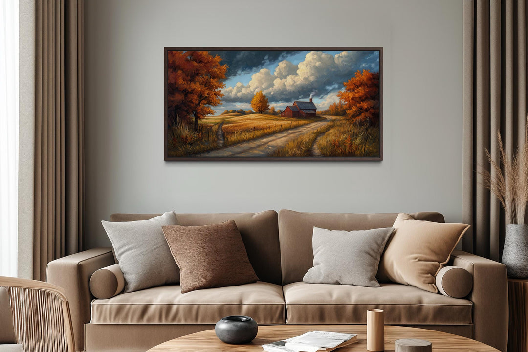 Rustic Autumn Barn Landscape Wall Art