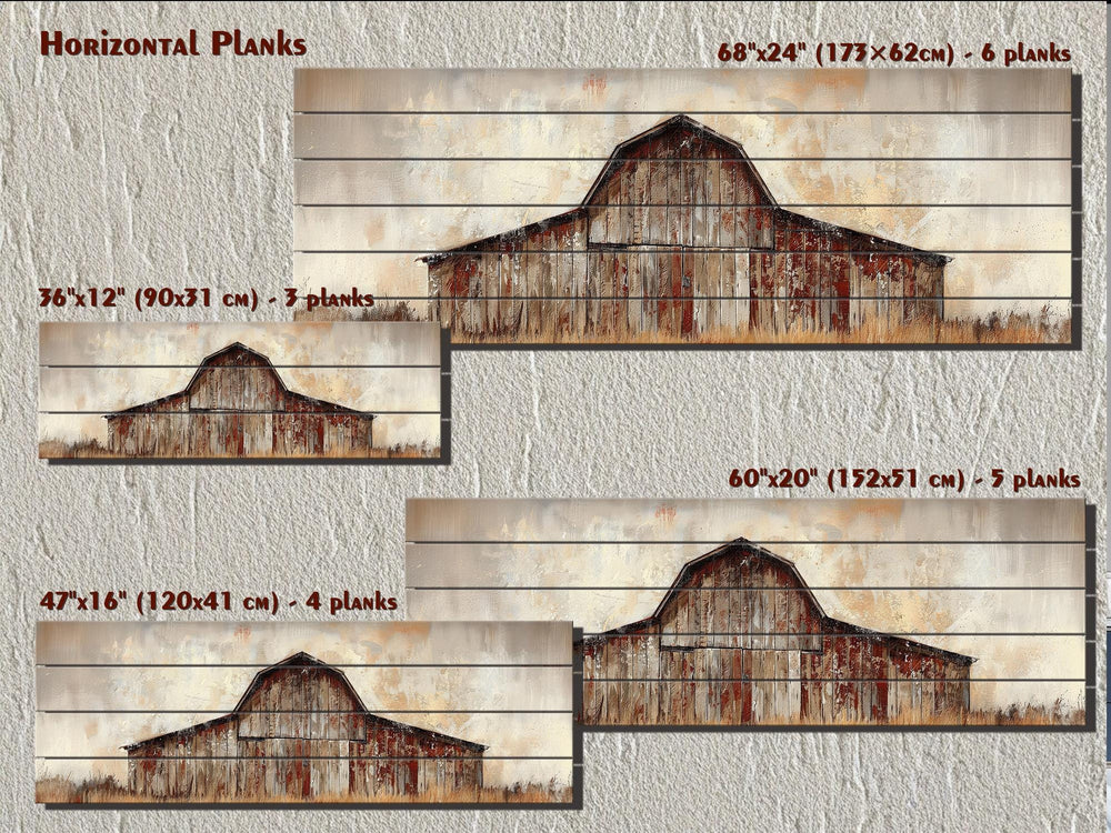 Rustic Barn Long Horizontal Distressed Wood Wall Art