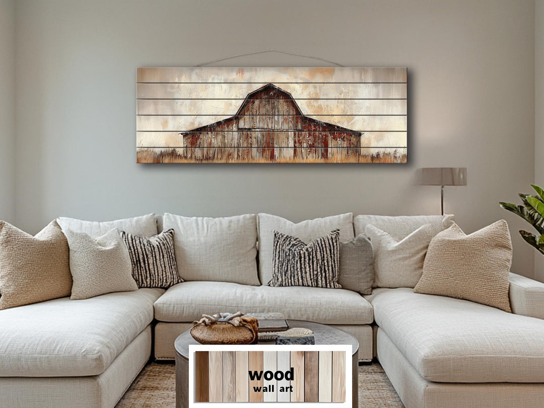 Rustic Barn Long Horizontal Distressed Wood Wall Art