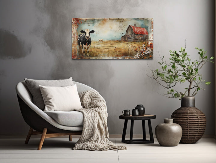 Rustic Barn Wall Art - Vintage Old Barn Painting | Farmhouse Wall Decor Canvas