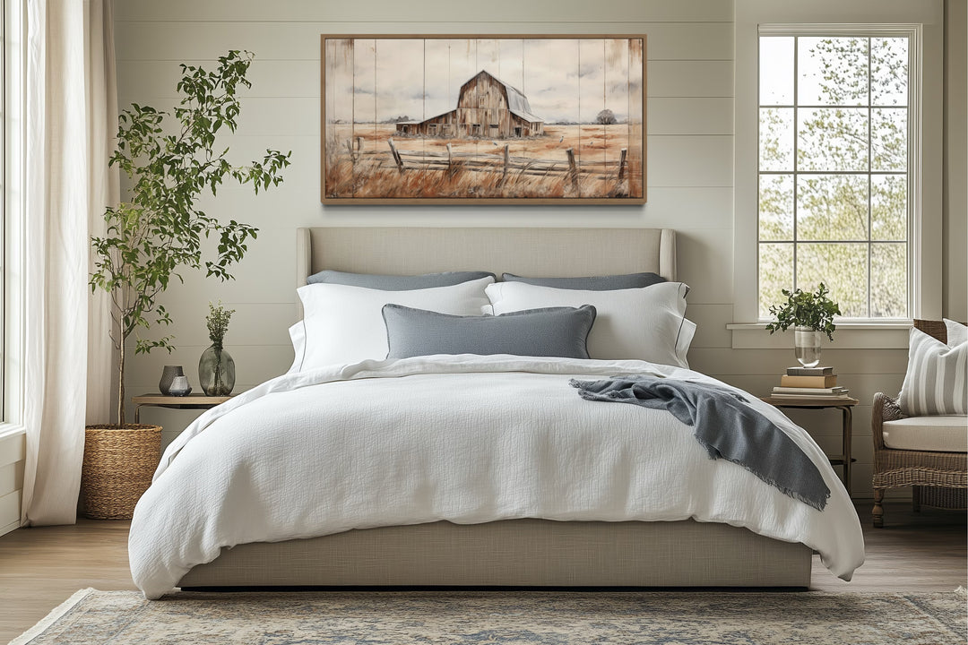 Rustic Barn Wall Art – Weathered Barn Artwork | Farmhouse Wall Decor Canvas