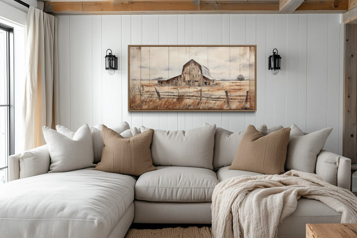 Rustic Barn Wall Art – Weathered Barn Artwork | Farmhouse Wall Decor Canvas
