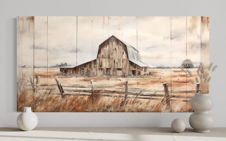 Rustic Barn Wall Art – Weathered Barn Artwork | Farmhouse Wall Decor Canvas