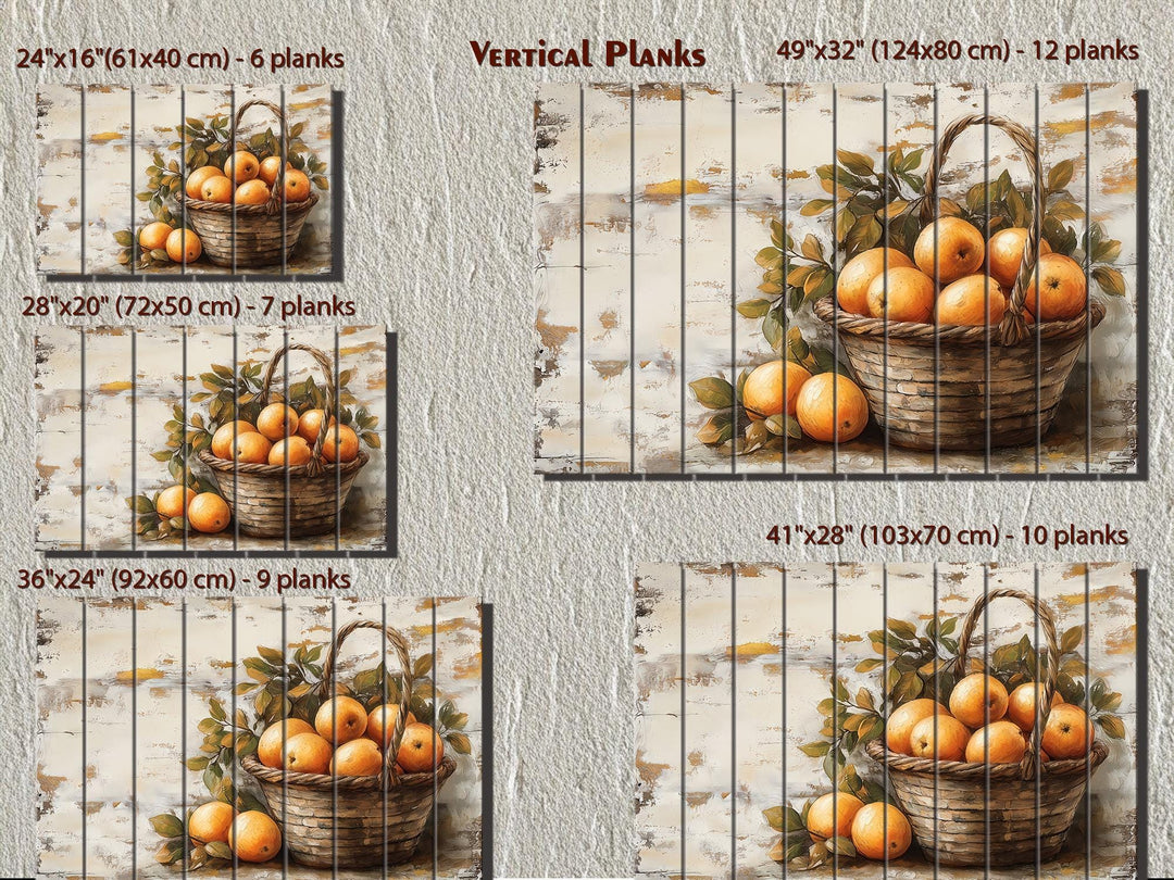 Rustic Basket of Apples Distressed Wood Wall Art For Kitchen Decor