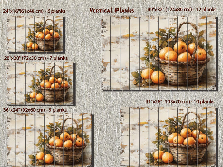 Rustic Basket of Apples Distressed Wood Wall Art For Kitchen Decor