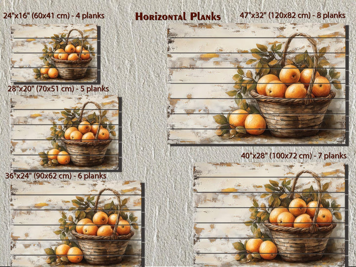 Rustic Basket of Apples Distressed Wood Wall Art For Kitchen Decor