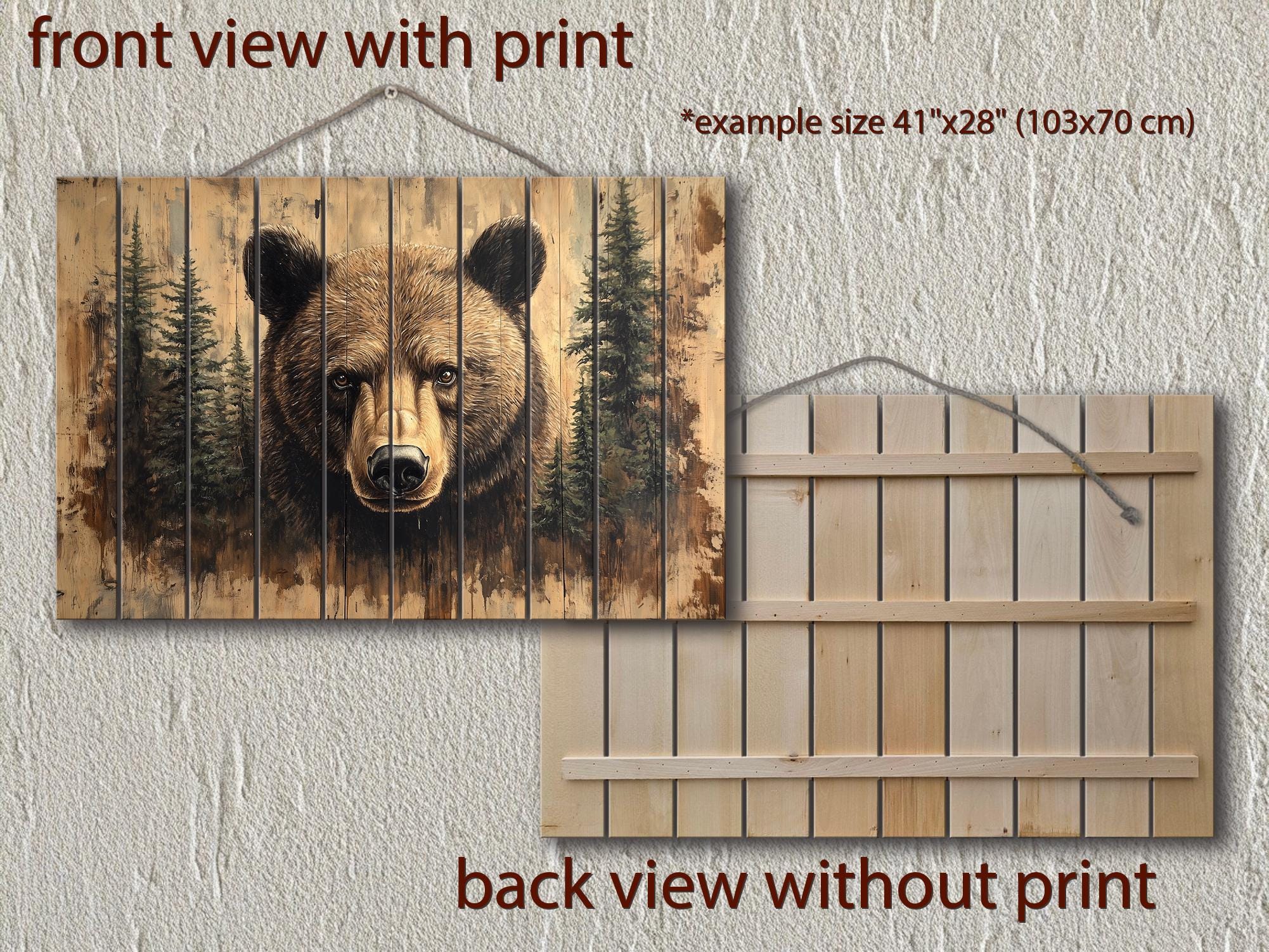 Rustic Bear Wood Wall Art for Cabin Decor | Forest Lodge – Wall