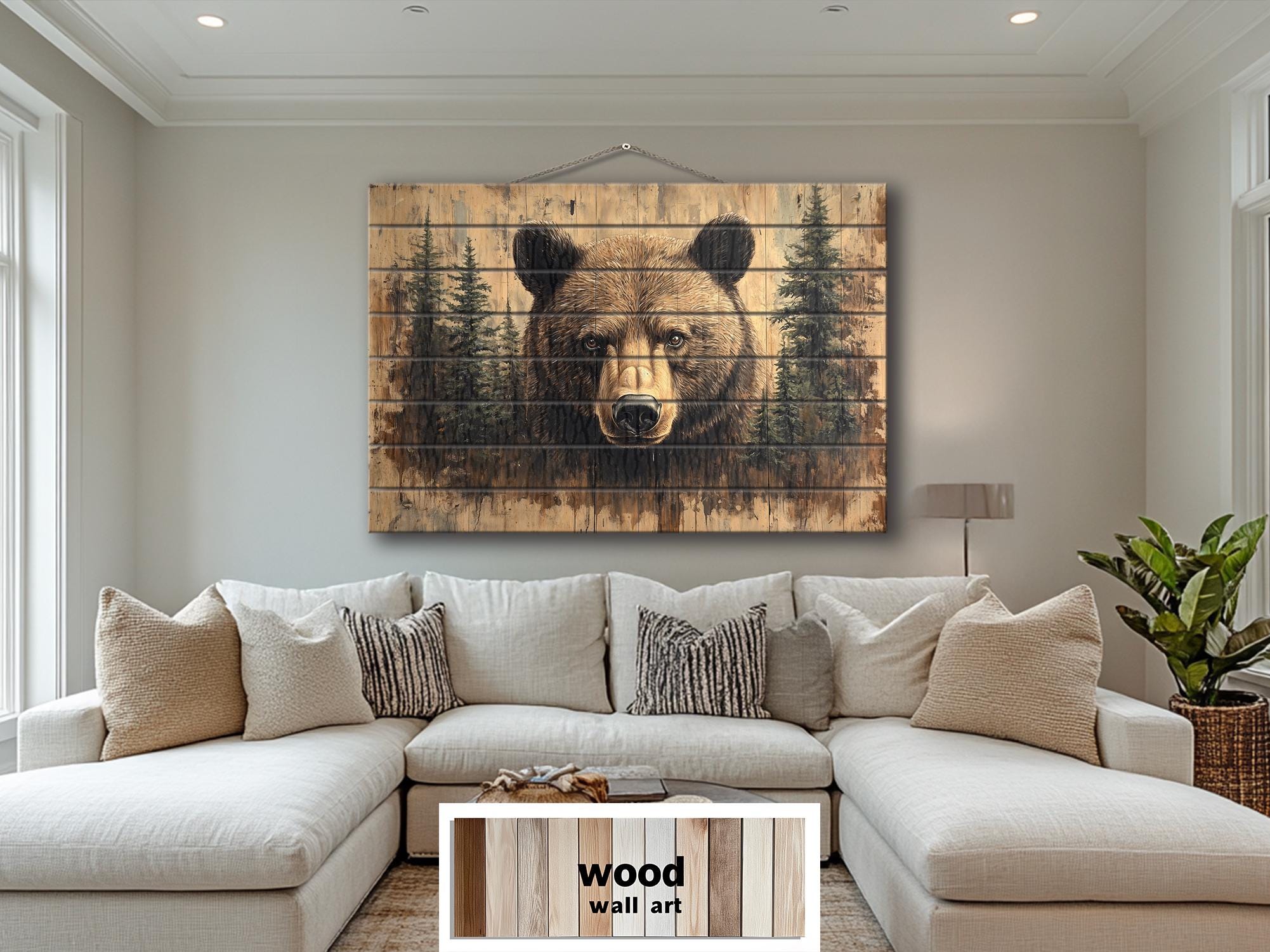 Rustic Bear Wood Wall Art for Cabin Decor | Forest Lodge – Wall
