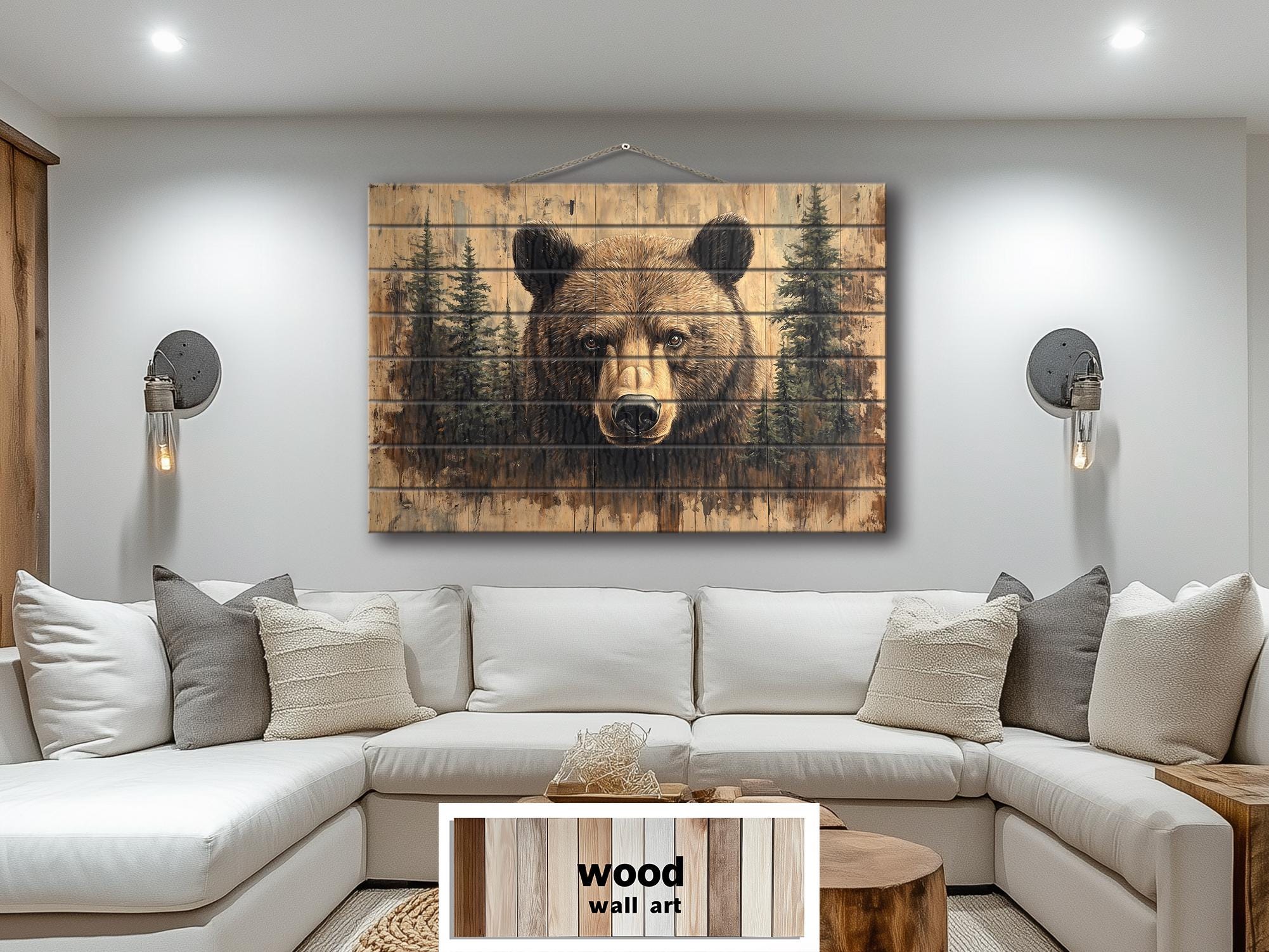 Rustic Bear Wood Wall Art for Cabin Decor | Forest Lodge – Wall