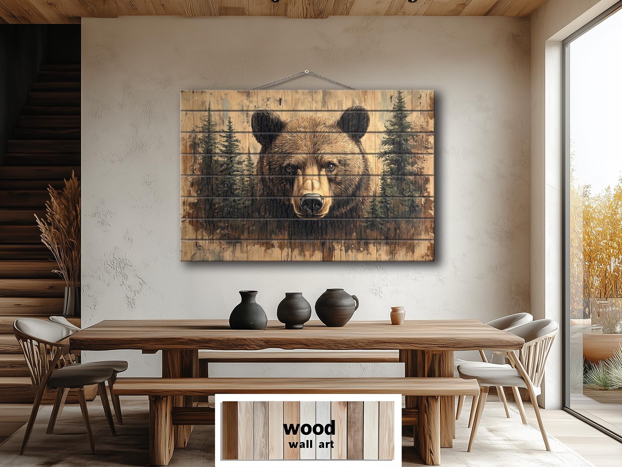 Rustic Bear Wood Wall Art for Cabin Decor | Forest Lodge – Wall