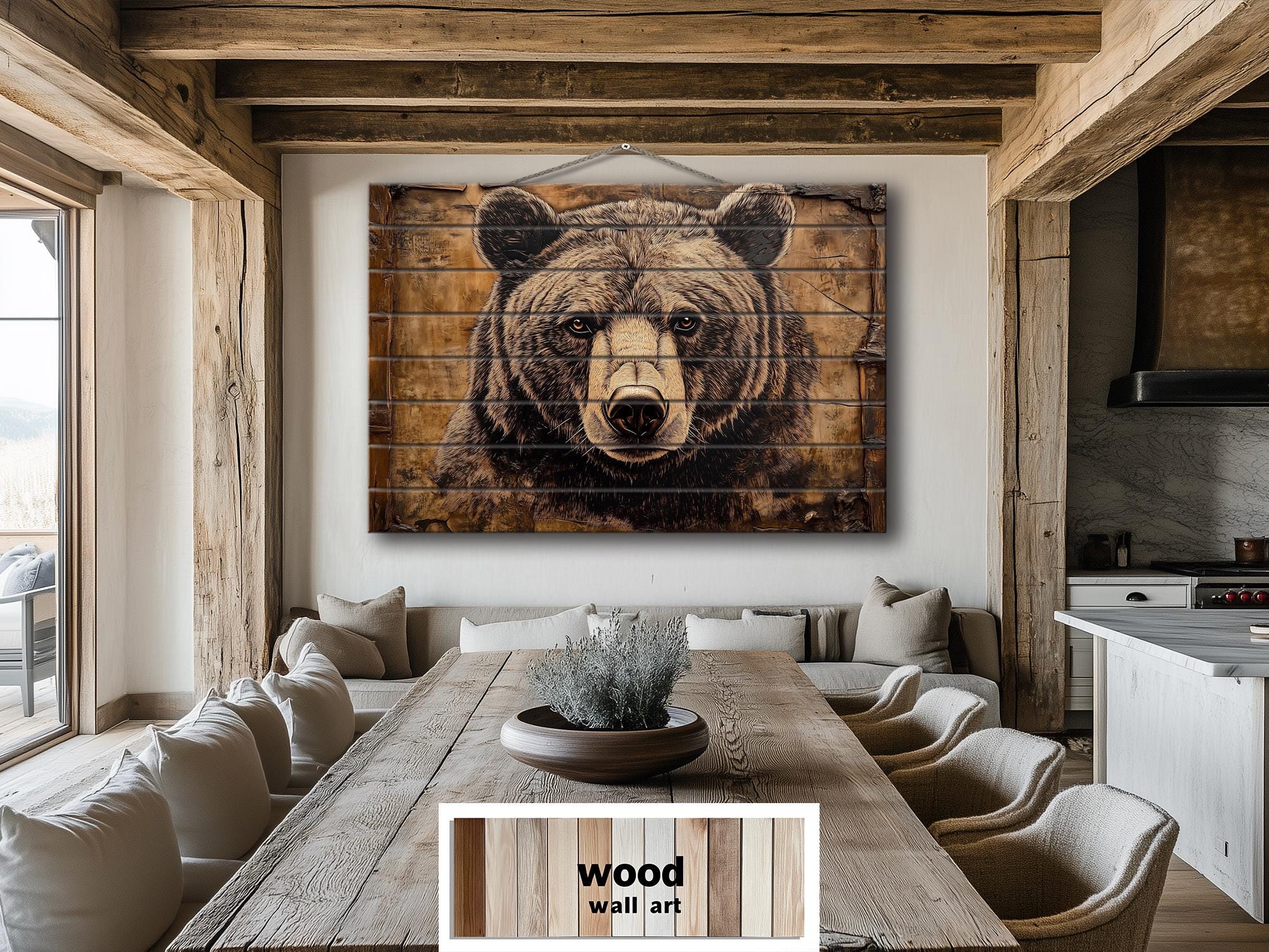 小物入れ Hi Bear Wood Wall Art by beccatapert Rustic Bear Wood Wall Art for Cabin & Lodge Decor – Wall Decor