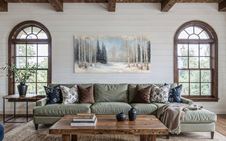 Rustic Birch Trees Forest in Winter Wall Art Canvas Wall Art