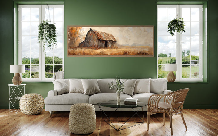 Rustic Brown Barn Horizontal Framed Canvas Wall Art